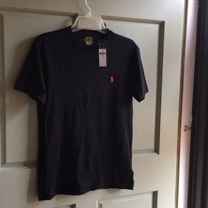 Boys black Polo cotton crew neck t shirt